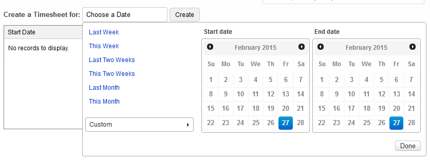 Create timesheet