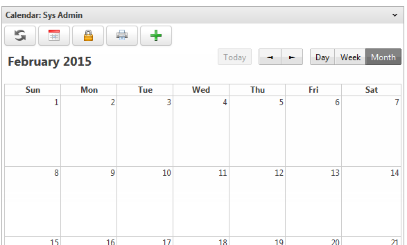 Calendar widget on dashboard