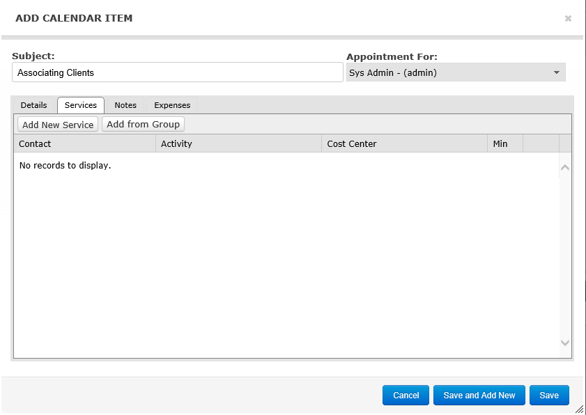 Select the services tab.