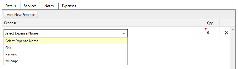 Select Expense Name