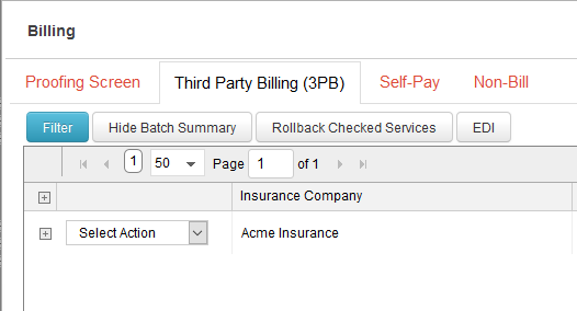 Open the Third Party Billing screen.