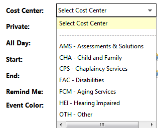 Details > Cost Center (Program)