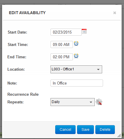 Deleting Availability