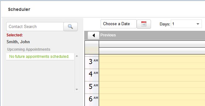 First, search for the contact you would like to schedule for