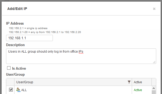 Users should only log in from the office