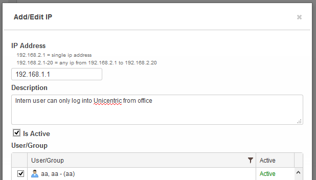 Intern user should only log in from the office