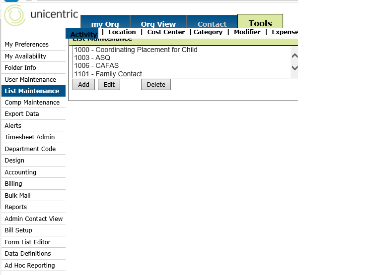 Step #1) Navigate to List Maintenance