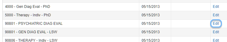 In the procedure grid, edit the procedure that contains the CPT Code