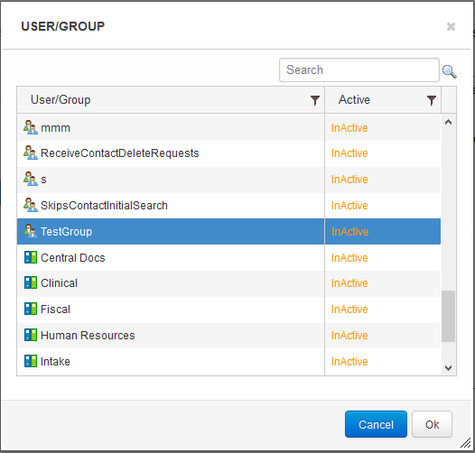 Select the user / group that the selected user should have permission to