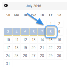 Next, click the ending date of the custom date range