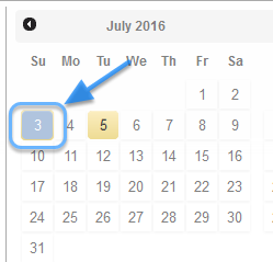 First, click the beginning day of the custom date range you would like