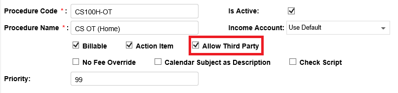 "Procedure is not Third Party Billable"