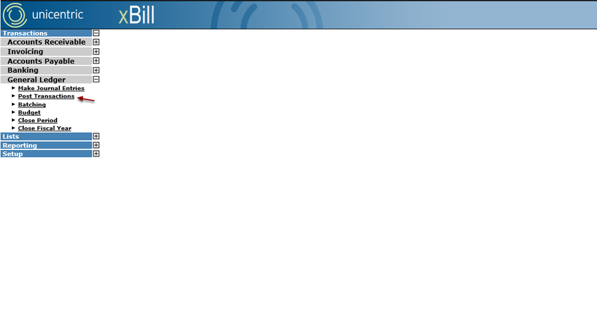 Open Post Transactions Section