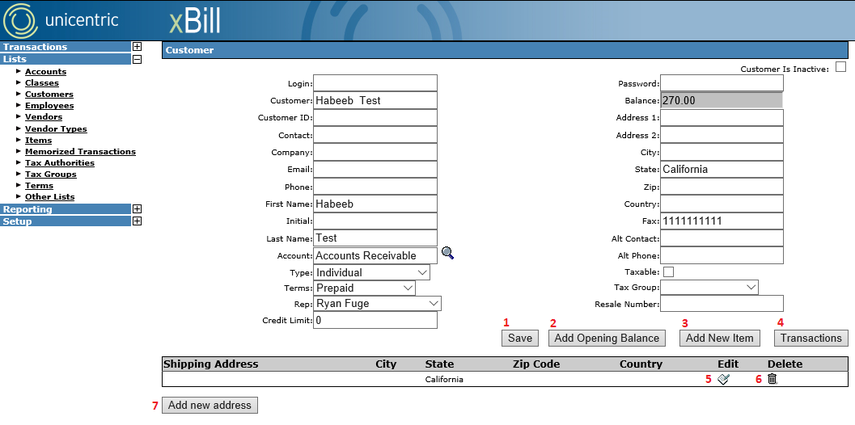 Customer Screen