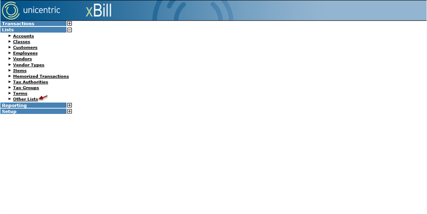Open the Other Lists Screen