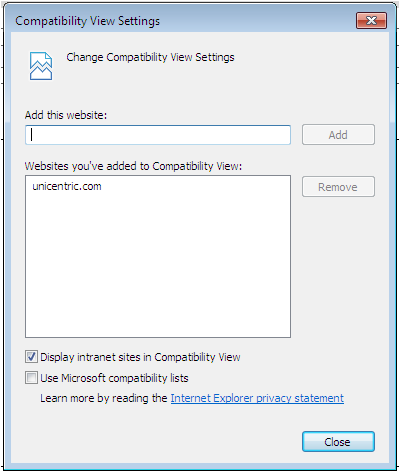 Select Compatibility View settings