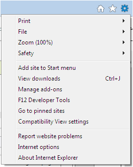 Click gear to display menu