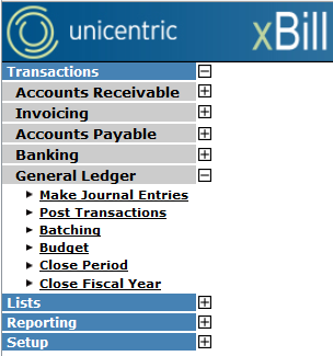 First, navigate to Accounting > Transactions > General Ledger > Close Fiscal Year