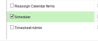In the Permissions grid tick the checkbox for Scheduler