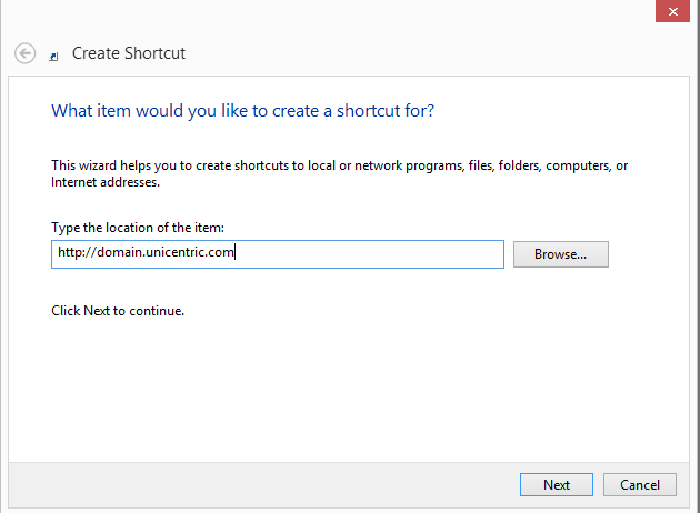 Next, type in the URL into the location field.