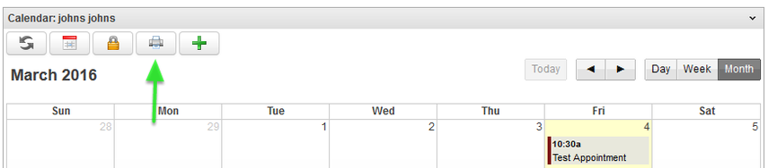 Now, click the printer icon in the Calendar widget