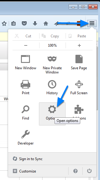 2. Go to Options