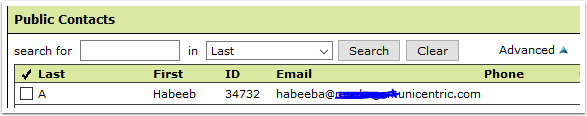 Search for Contact