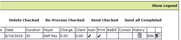 Delete Checked, Re-Process Checked, Send Checked, Send all Completed