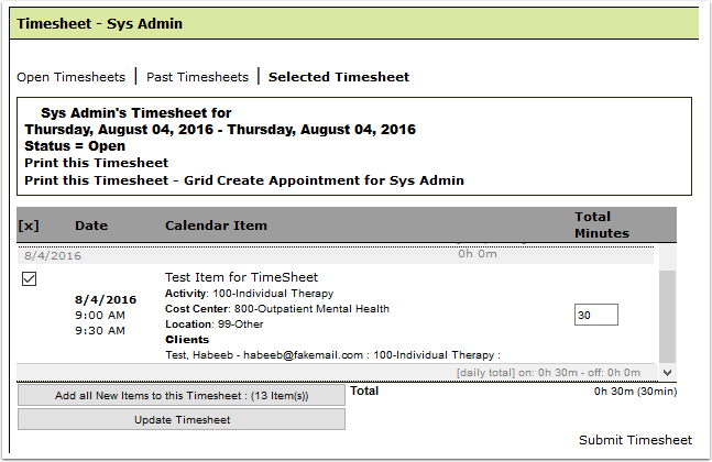Updating your Timesheet