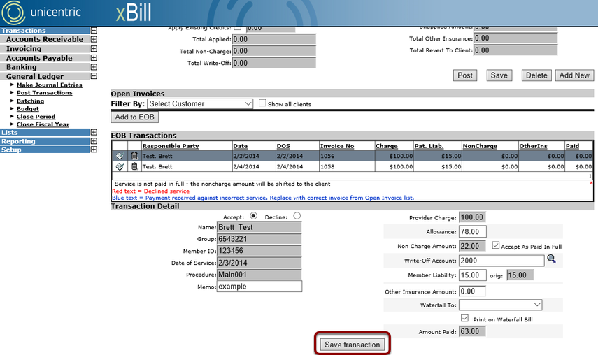 Save Transaction