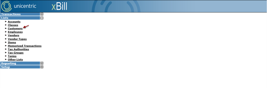 Open the Customers Screen