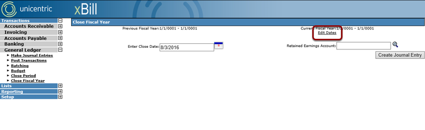 Select Edit Dates Option