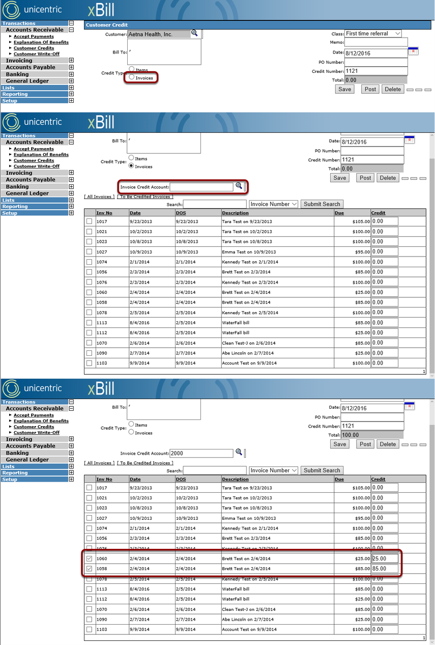 Add Credits Against an Invoice