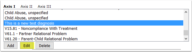 Editing a diagnosis