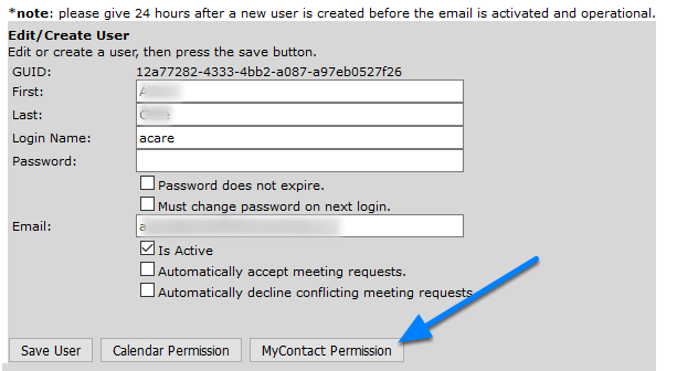 3. Click the My Contact Permission button