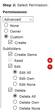 6. Select the permisssions