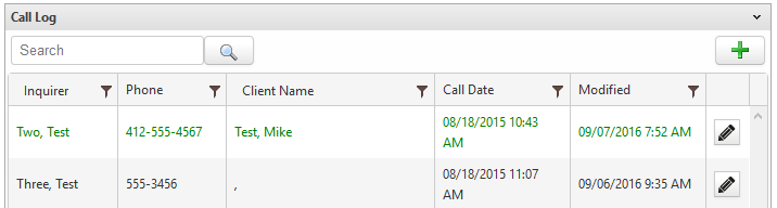 Call Log Widget